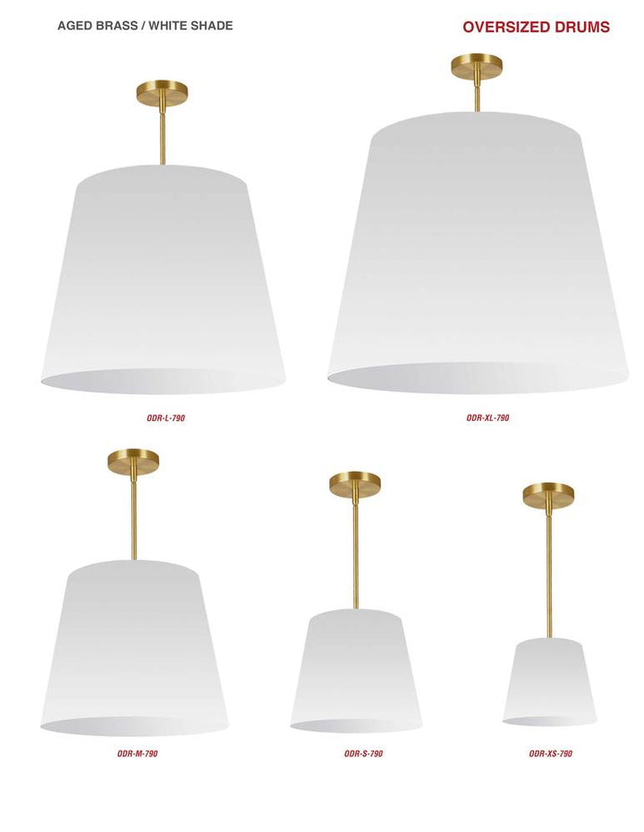 1LT Oversized Drum Pendant Medium, WH Shade