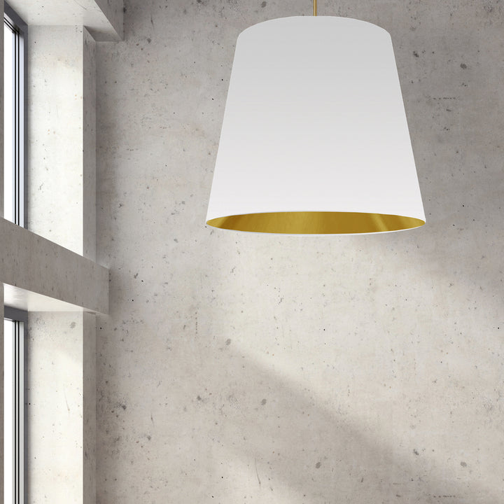 1LT Oversized Drum Pendant X-Large, WH/GLD Shade
