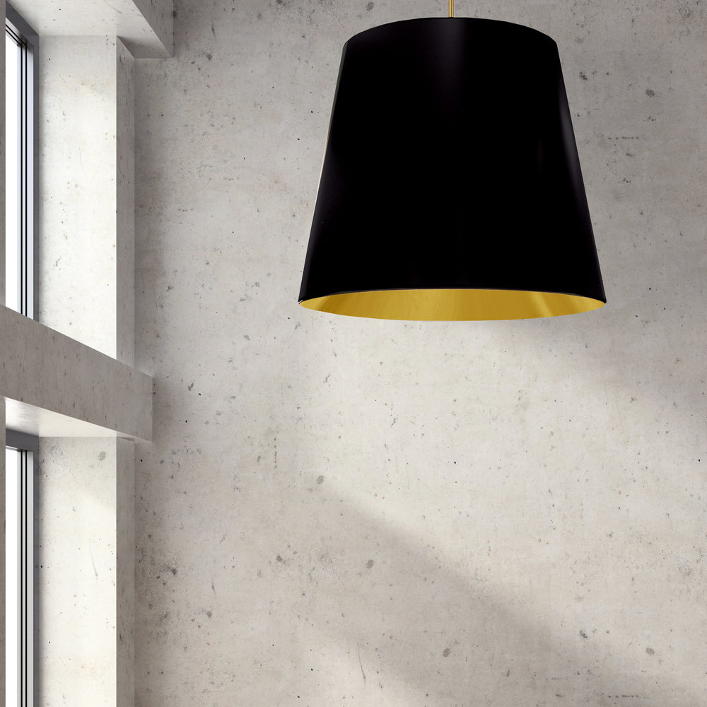 1LT Oversized Drum Pendant X-Large, BK/GLD Shade