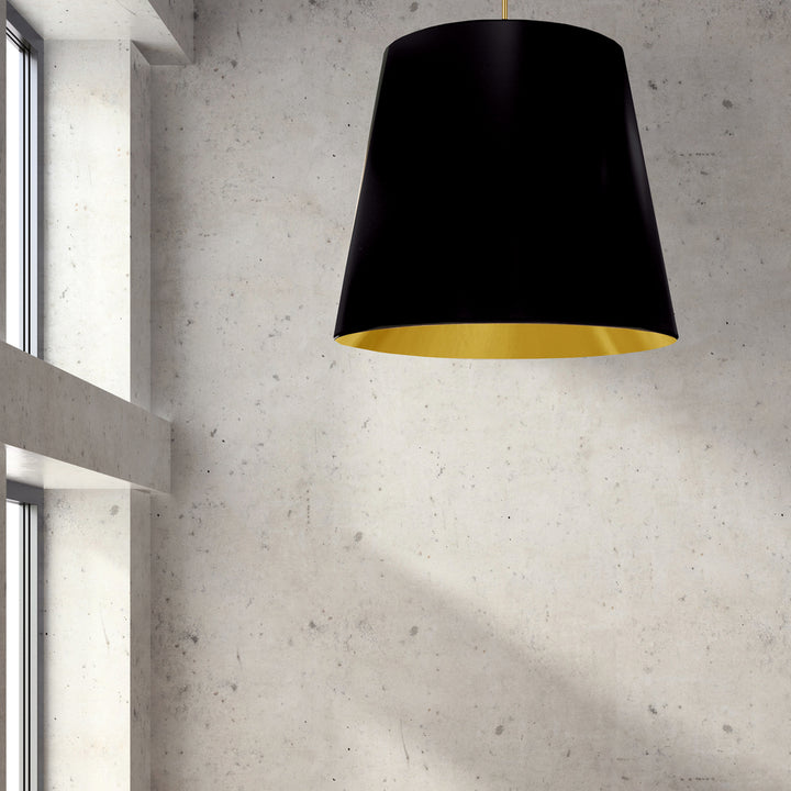 1LT Oversized Drum Pendant X-Large, BK/GLD Shade