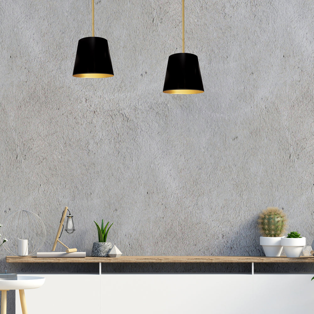 1LT Oversized Drum Pendant X-Small, BK/GLD Shade