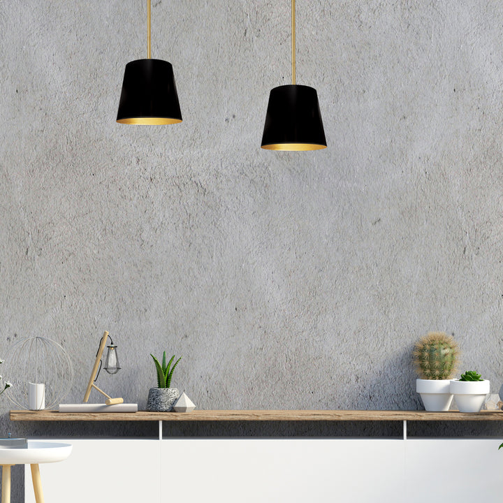 1LT Oversized Drum Pendant X-Small, BK/GLD Shade