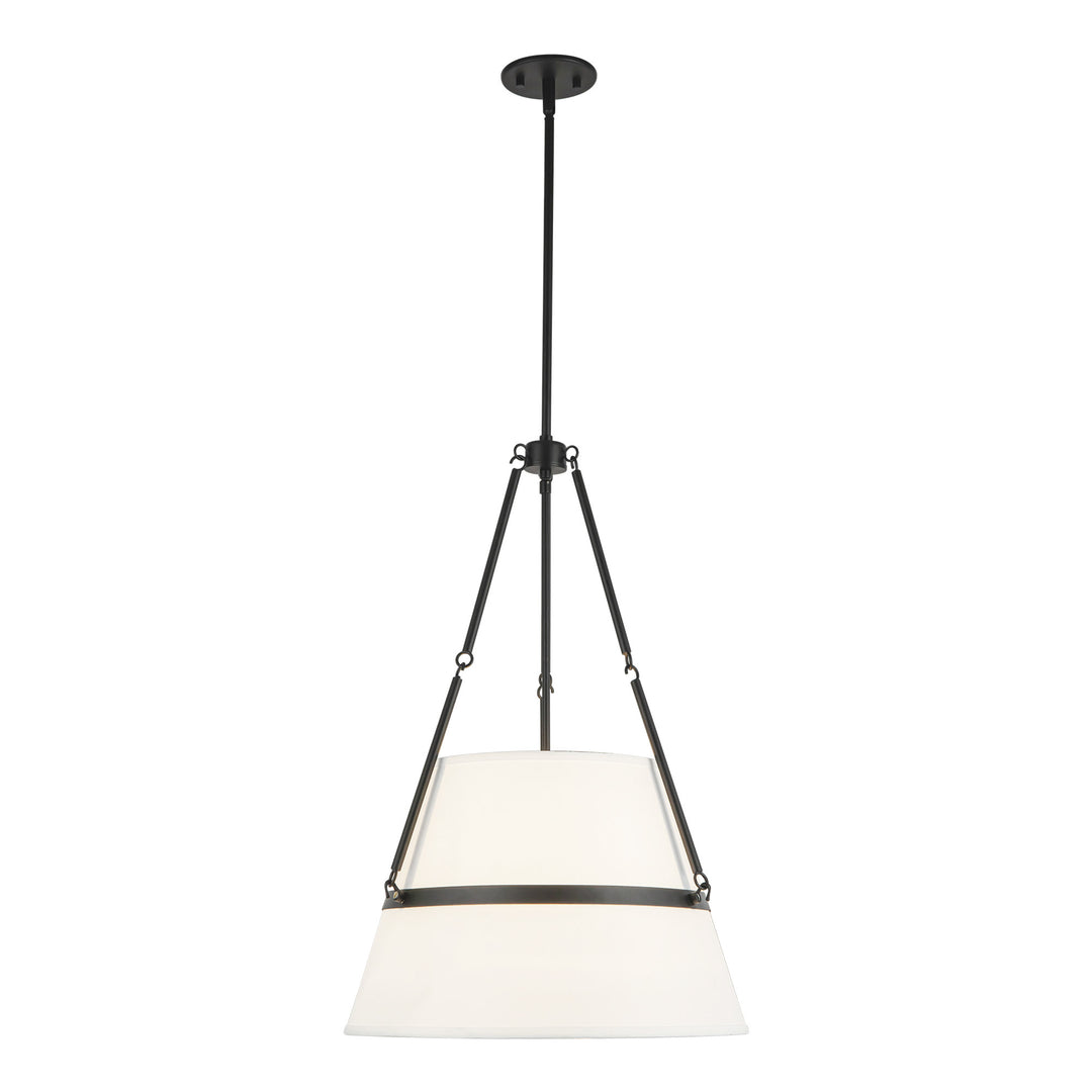 Oliver 18-in Matte Black/White Linen 1 Light Pendant