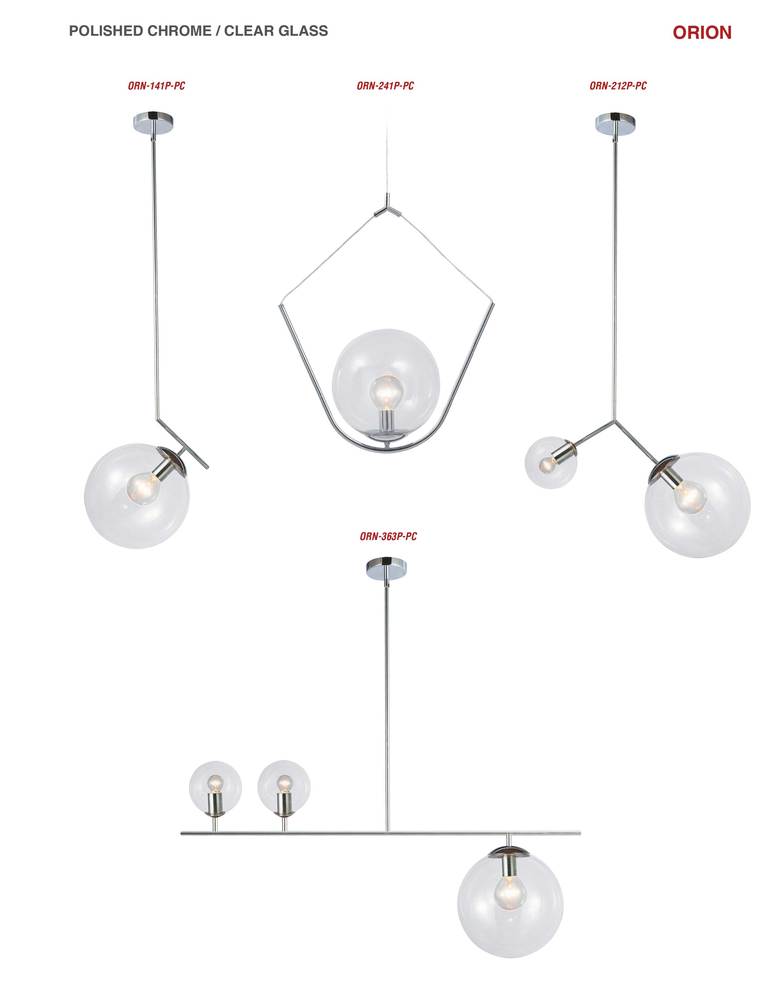 1LT Incandescent Pendant Polished Chrome