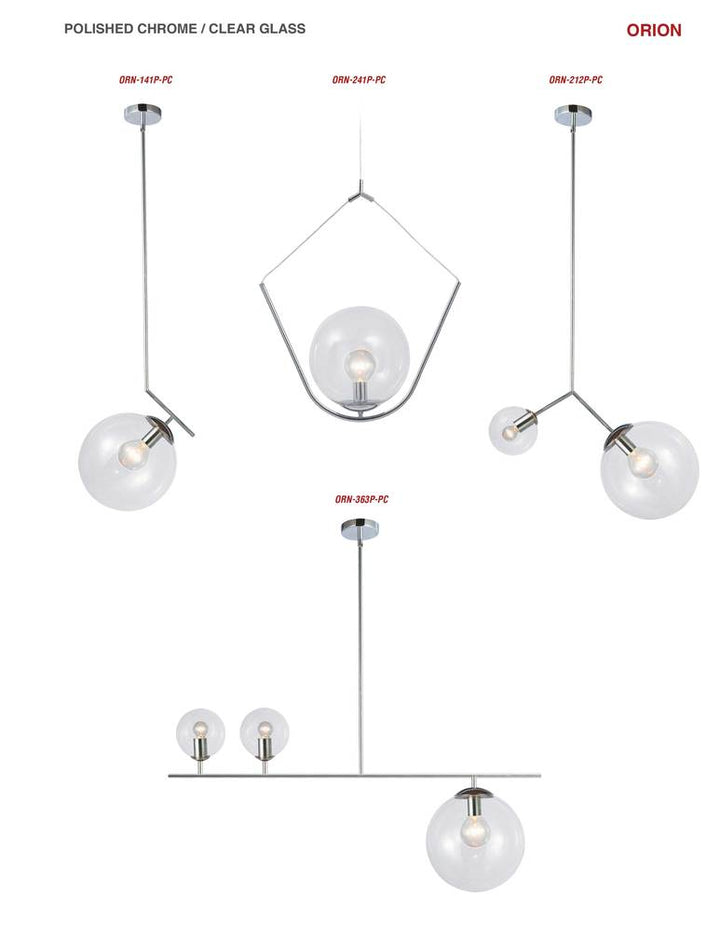 1LT Incandescent Pendant Polished Chrome