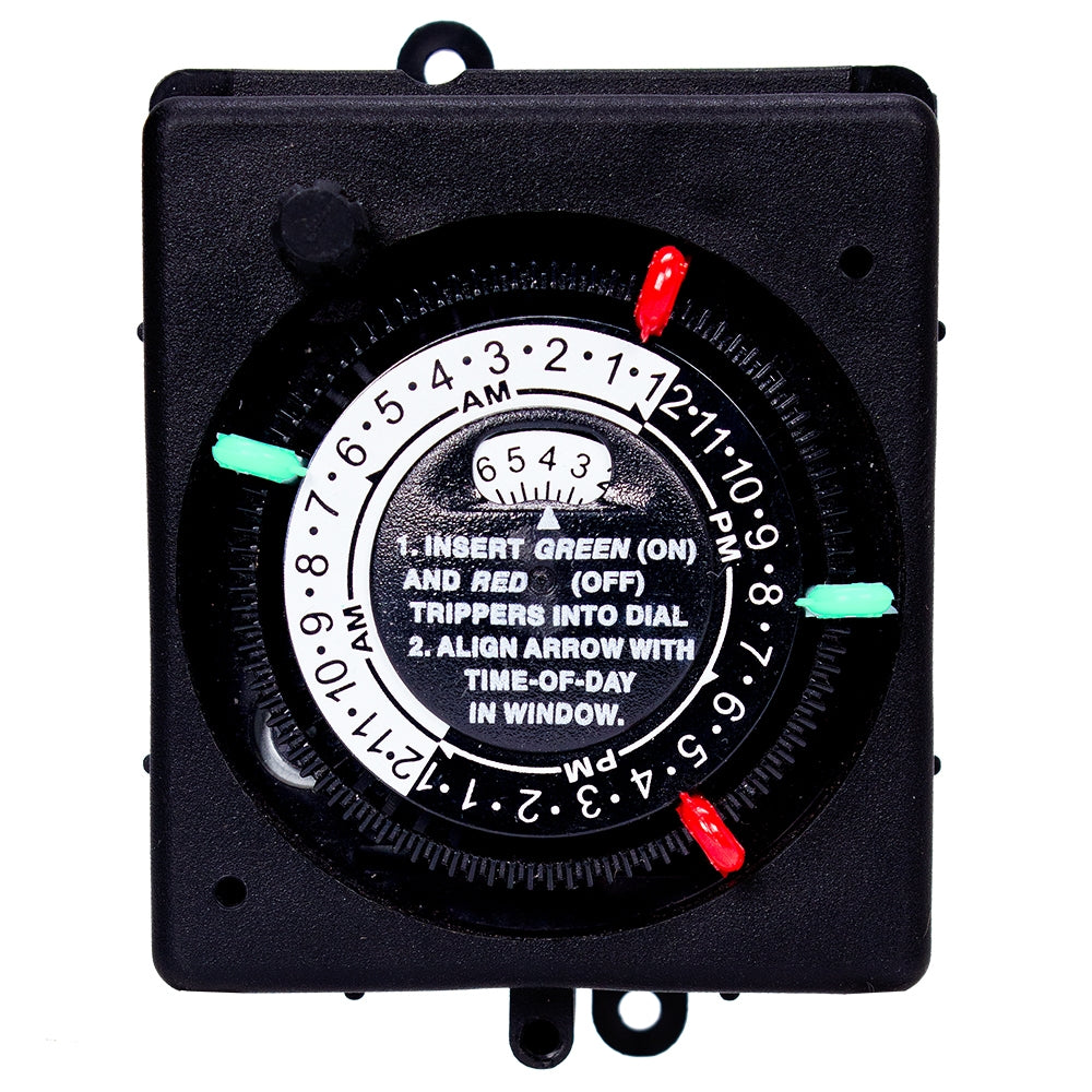 24-Hour 208-277V Mechanical Panel Mount Timer with Manual Override, 4 Trippers