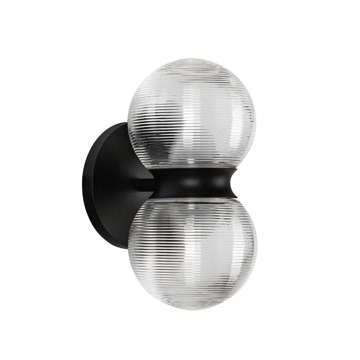 Peri 9-in Black/Clear Ribbed Glass LED Exterior Wall