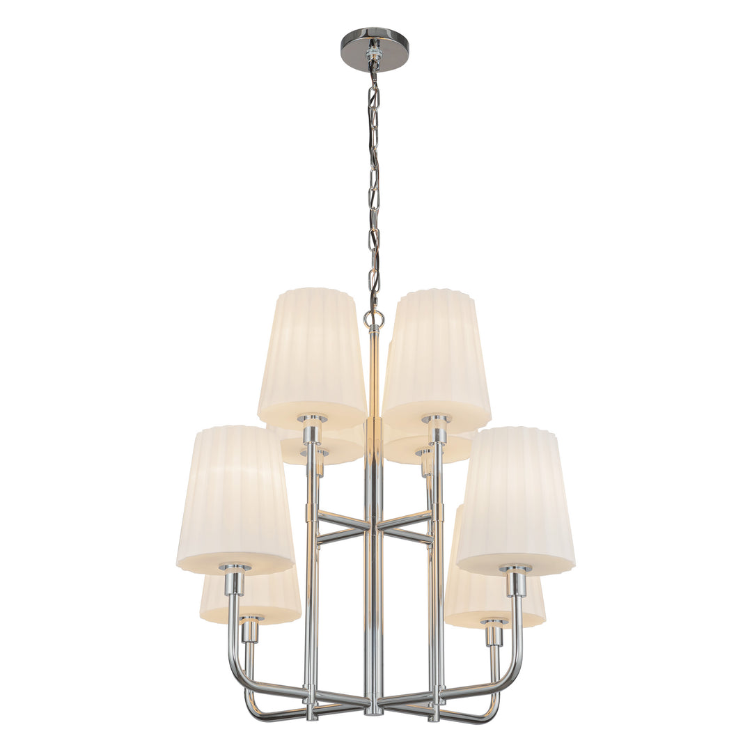 Plisse 30-in Chrome/Opal Matte Glass 8 Lights Chandeliers