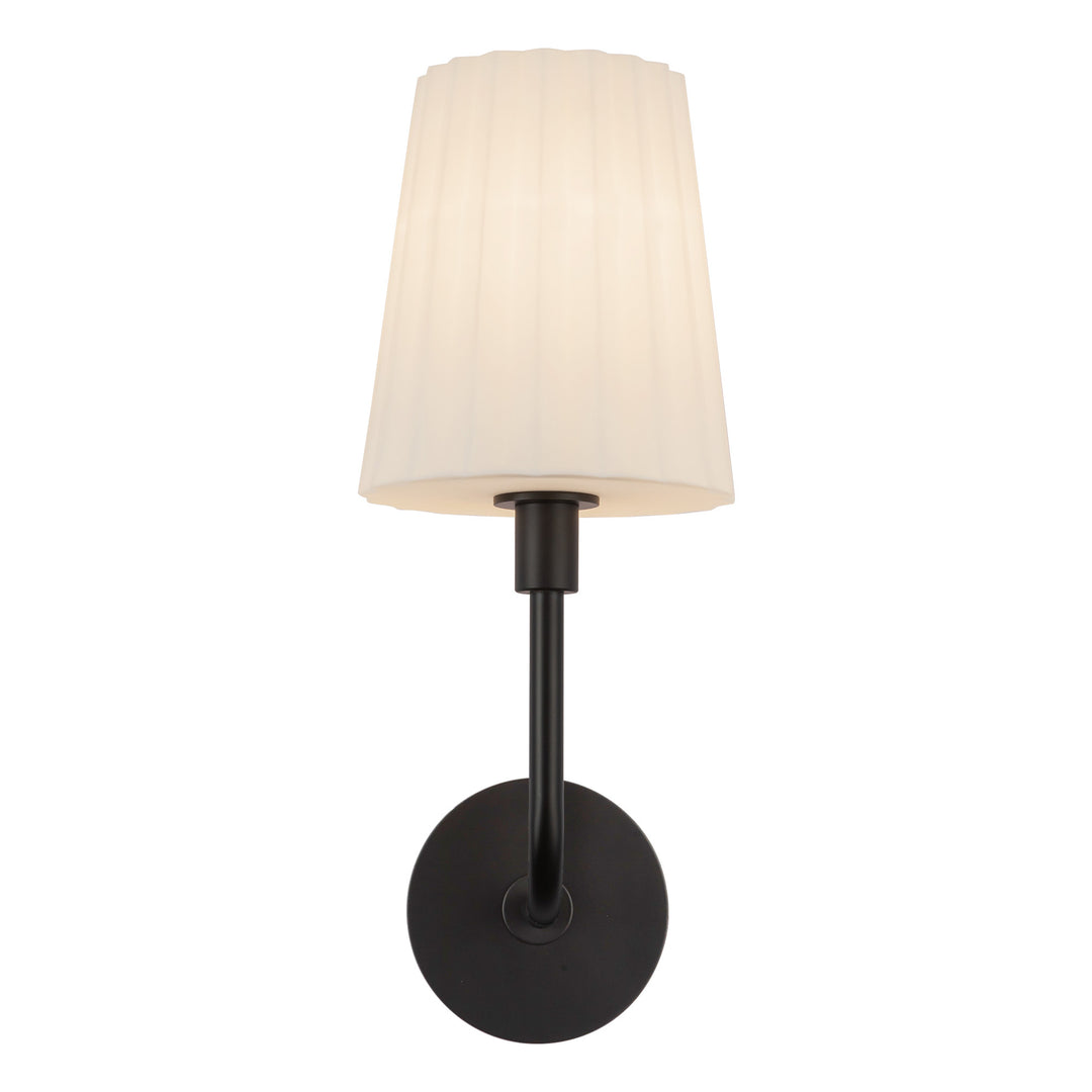 Plisse 7-in Matte Black/Opal Matte Glass 1 Light Wall/Vanity