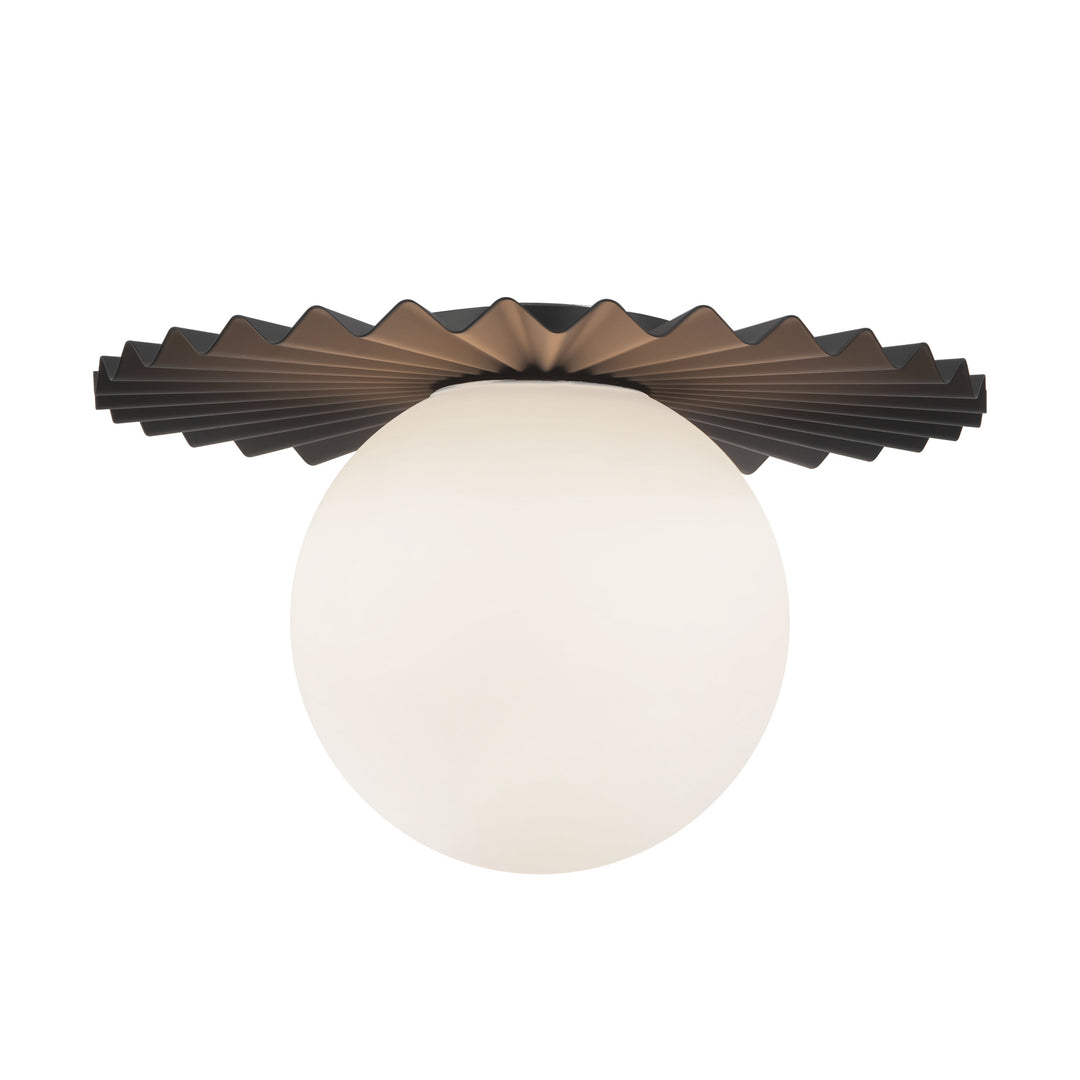 Plume 14-in Matte Black/Opal Matte Glass 1 Light Flush Mount