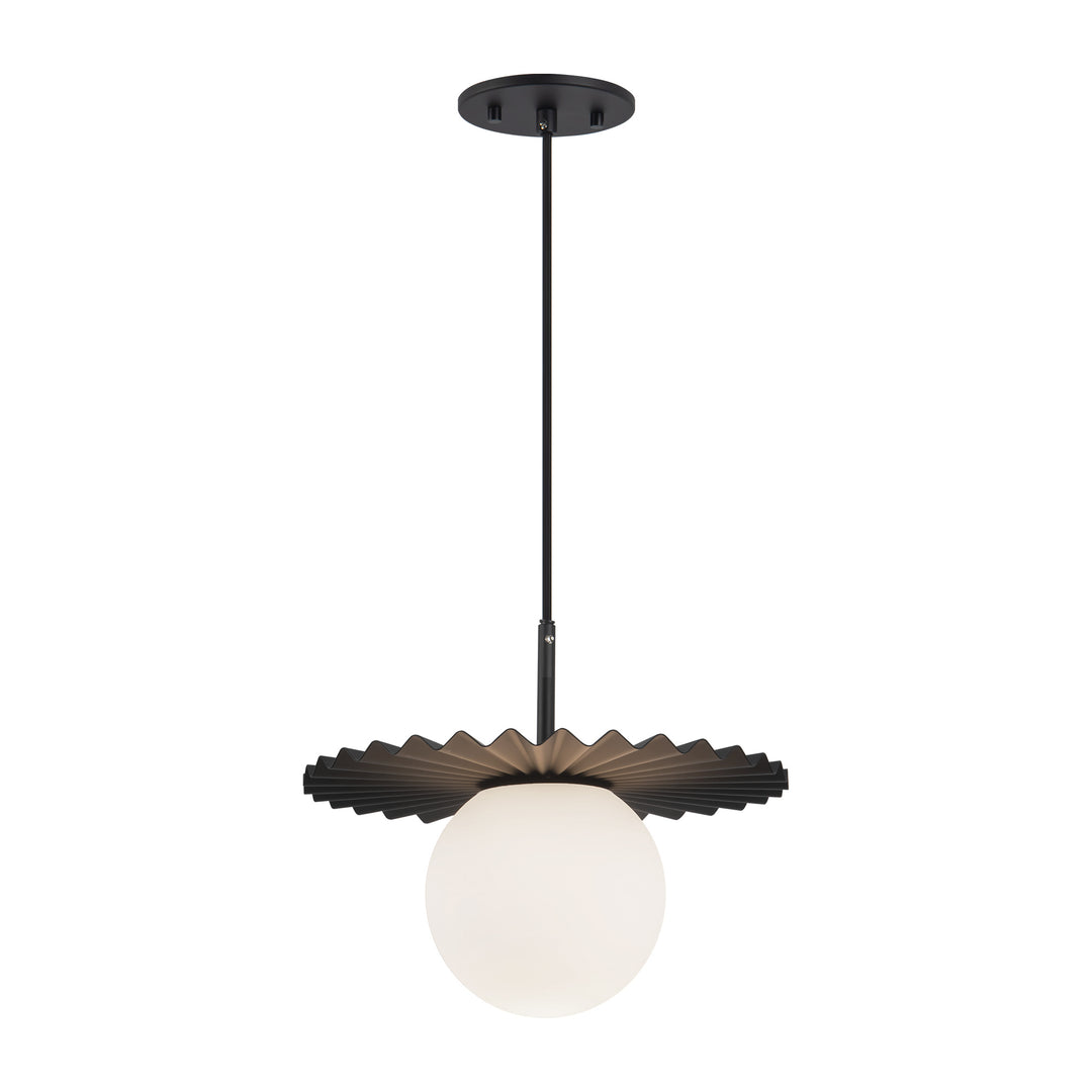 Plume 12-in Matte Black/Opal Matte Glass 1 Light Pendant