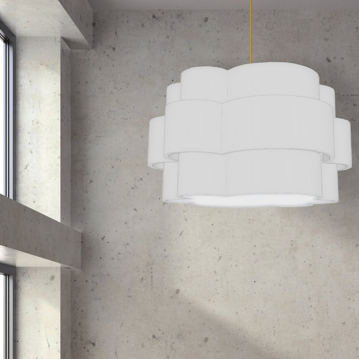 4LT Incan 3-Tier Chandelier, AGB w/ White Shade