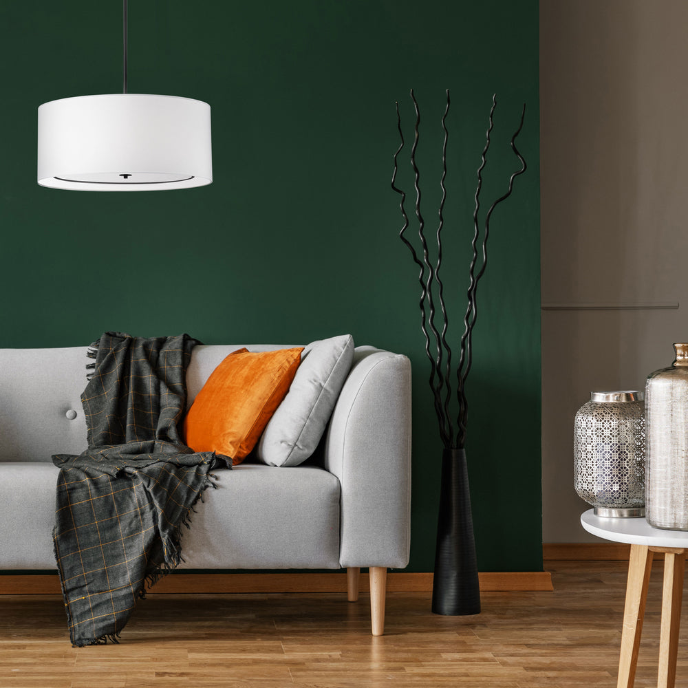 4LT Incand Pendant, MB with WH Shade