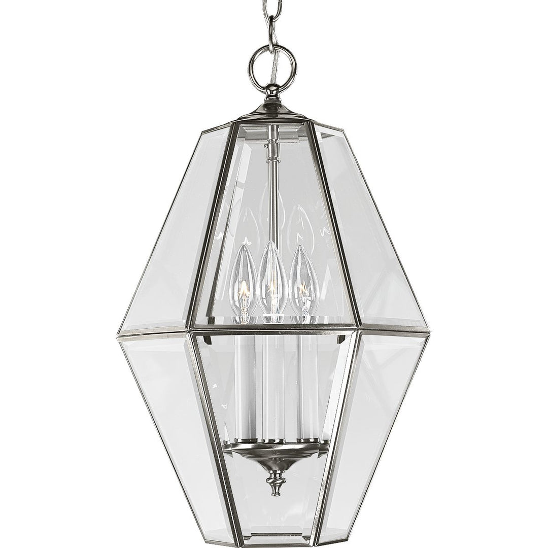 Beveled Glass 3-60W CAND HALL/FOYER BN