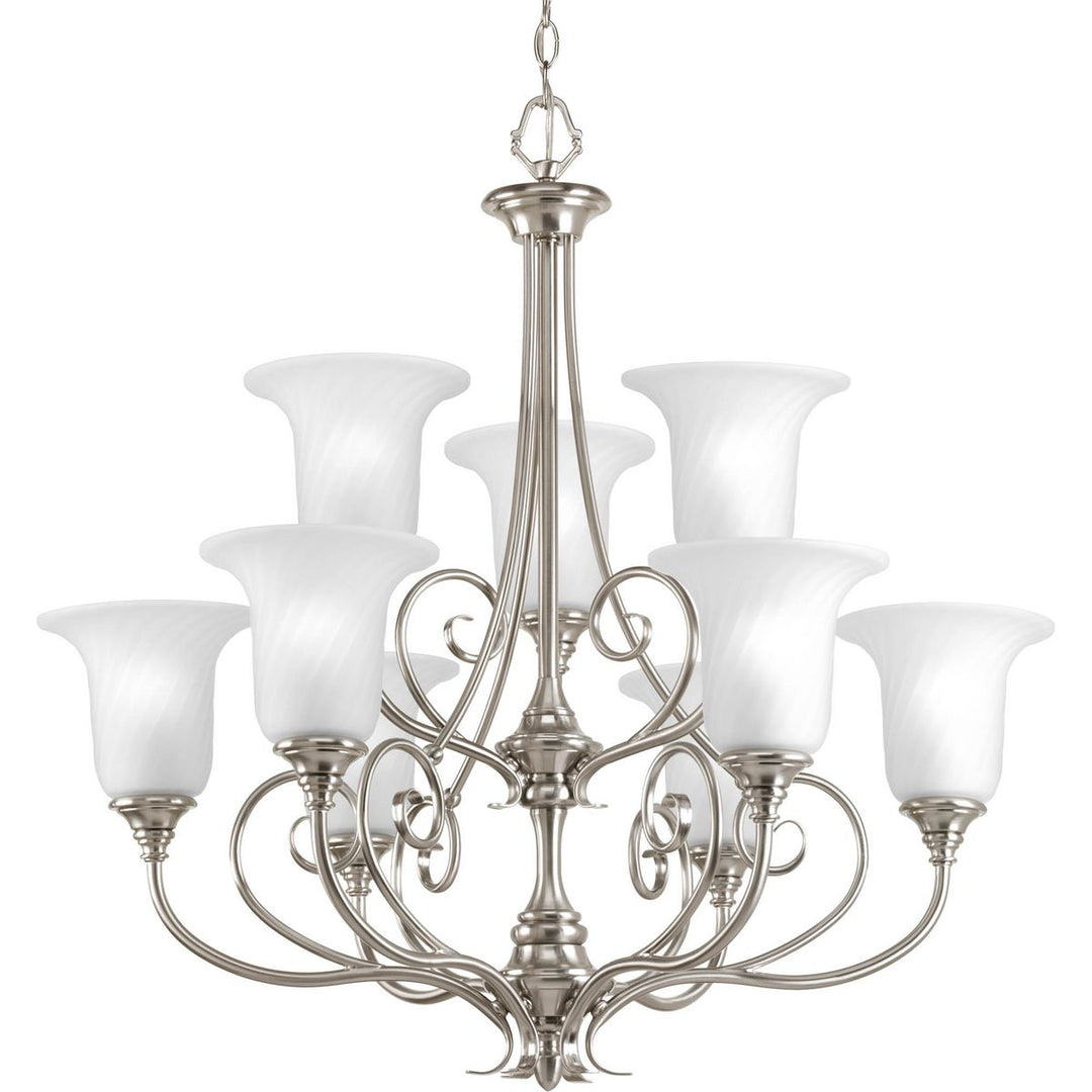 9-100W MED 2-TIER CHANDELIER Gray