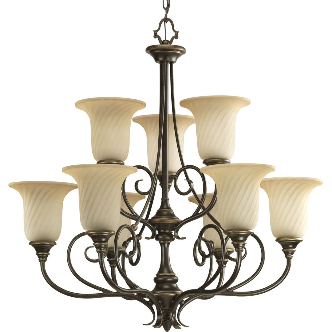 9-100W MED CHANDELIER Forged Bronze
