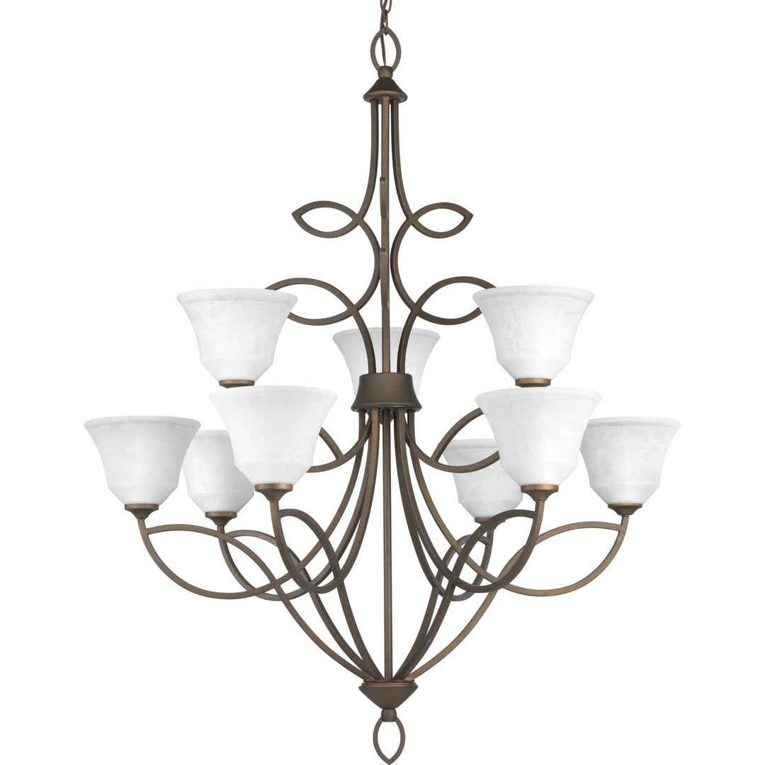 9-100W MED CHANDELIER Roasted Java