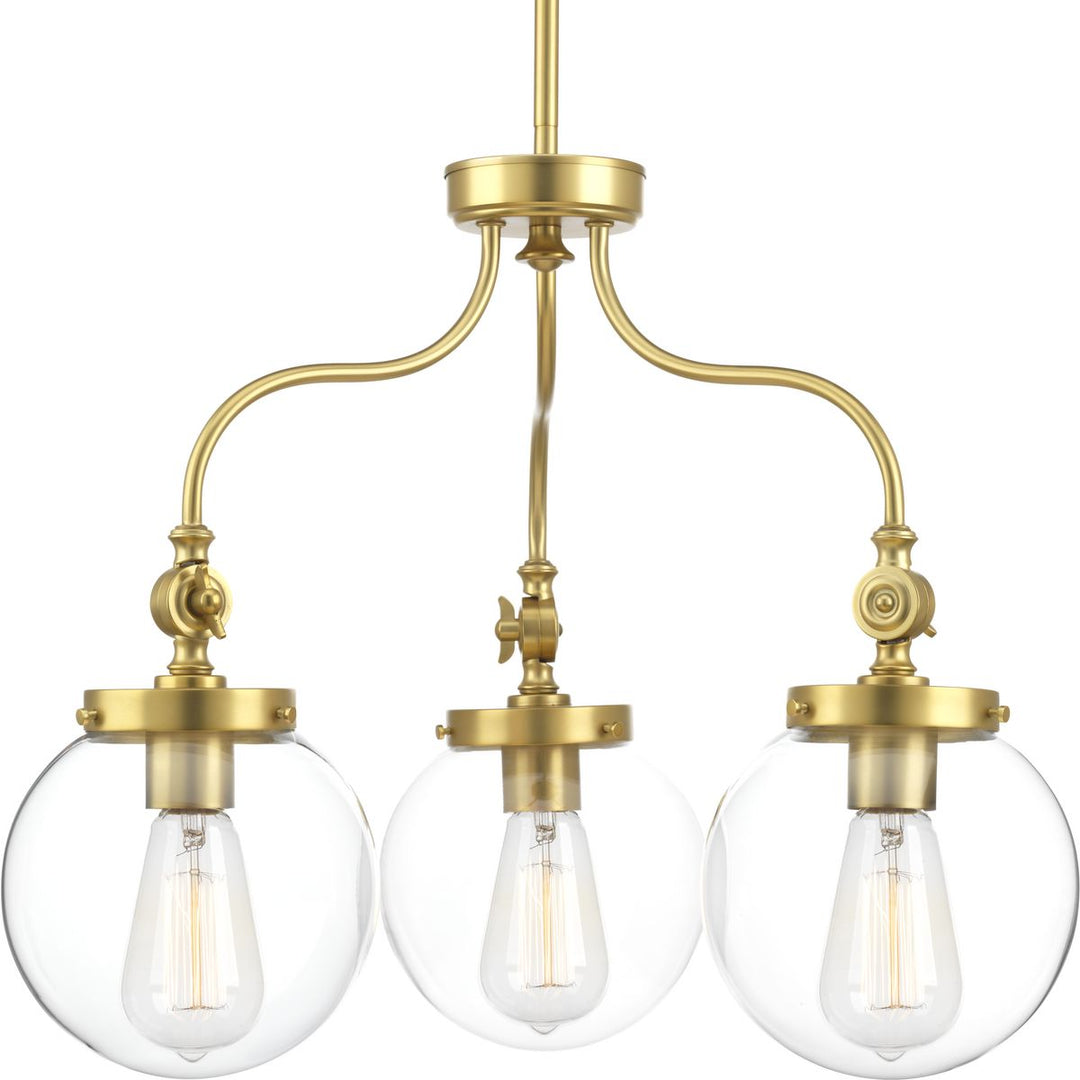 3-100W MED CHANDELIER Natural Brass