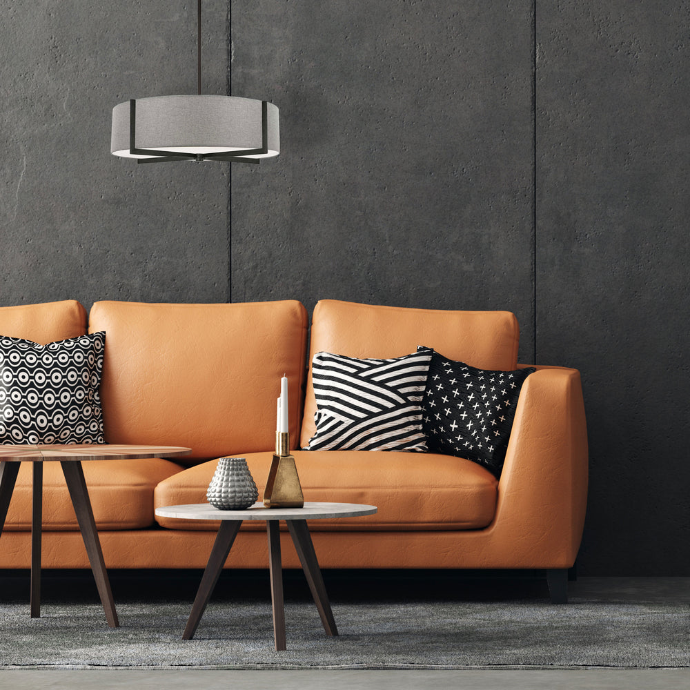 4LT Incandescent Pendant, MB w/ GRY Shade