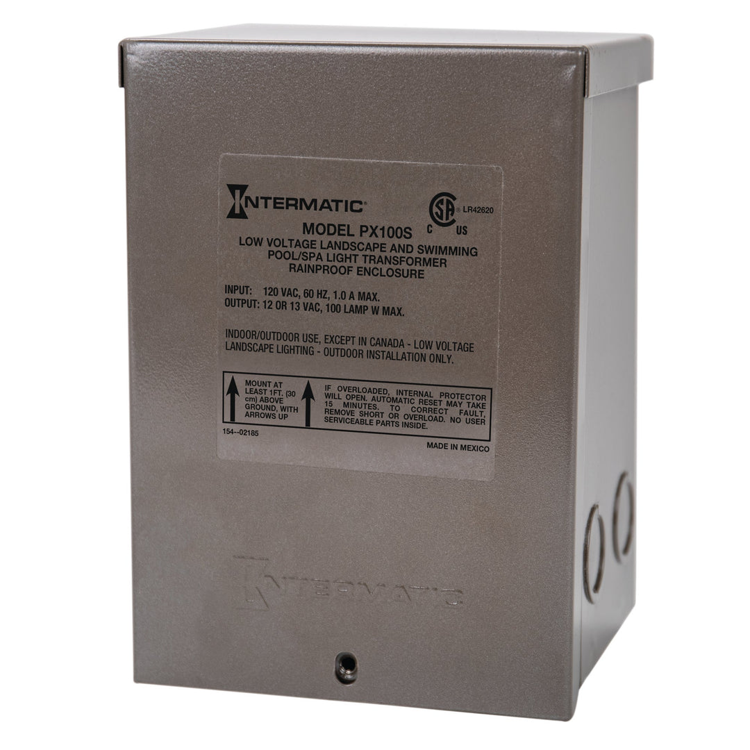 100 W Pool & Spa Safety Transformer, Stainless Steel Enclosure, Input 120V, Output 12,13,14V