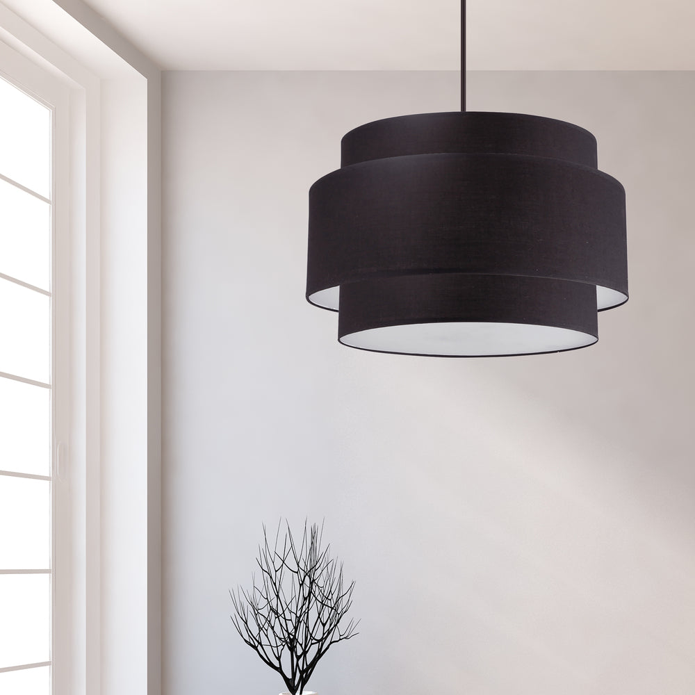 4LT Incandescent Chandelier, MB w/ BK Shade