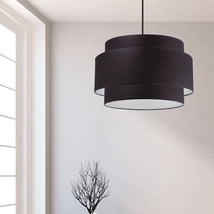 4LT Incandescent Chandelier, MB w/ BK Shade