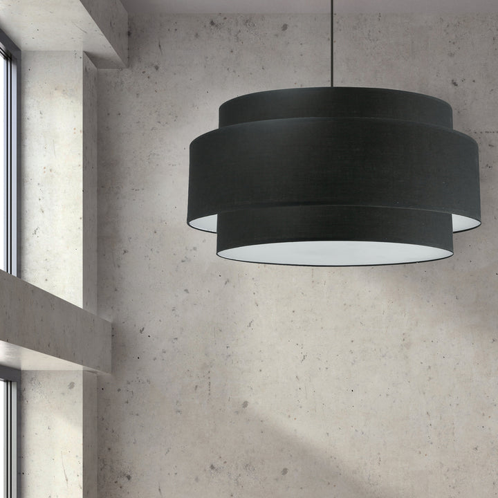 4LT Incandescent Chandelier, MB w/ BK Shade