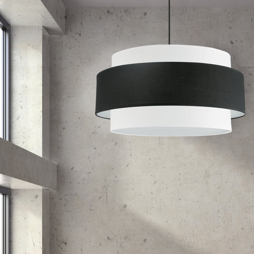 4LT Incandescent Chandelier, MB w/ BK&WH Shade