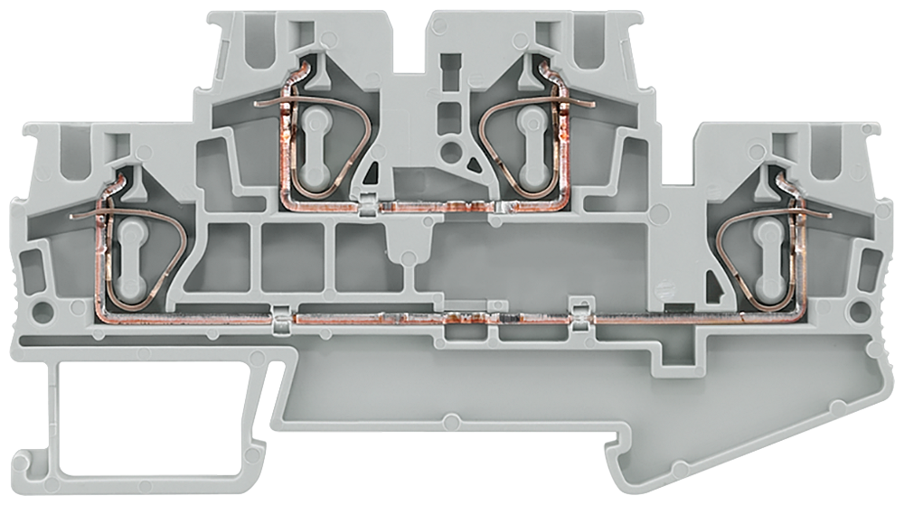 TERM BLOCK,SPRING,2-TIER,4,GRAY,2-POLES