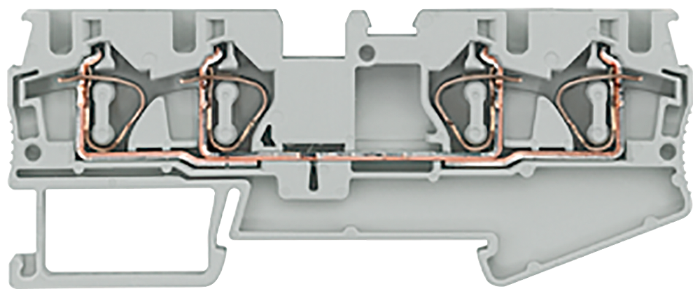 TERM BLOCK,SPRNG,THRU-TYPE,4,GRAY,4-CONN