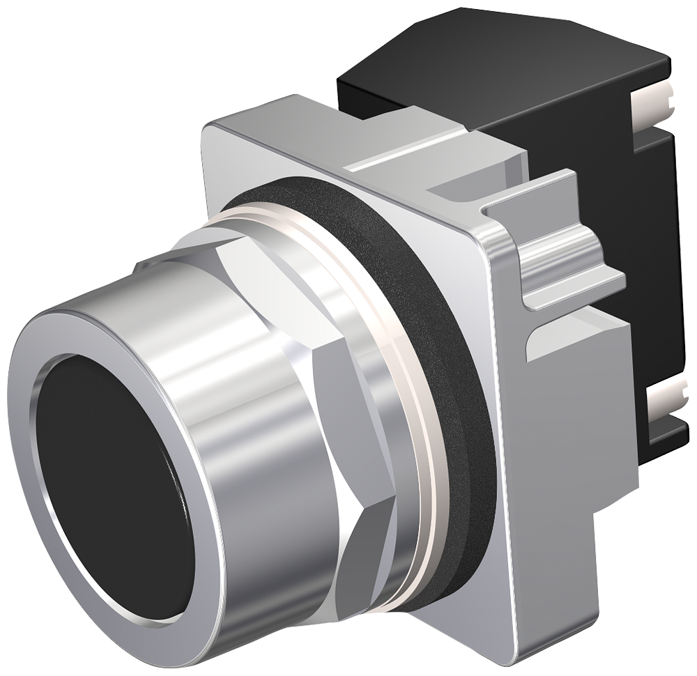 PUSHBUTTON,MOM,BLK,FLUSH,2POS,1NO