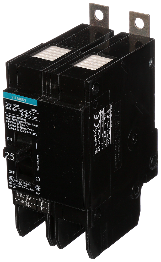 BQD MCCB,TM,2P,480Y/277V,25A,14kA