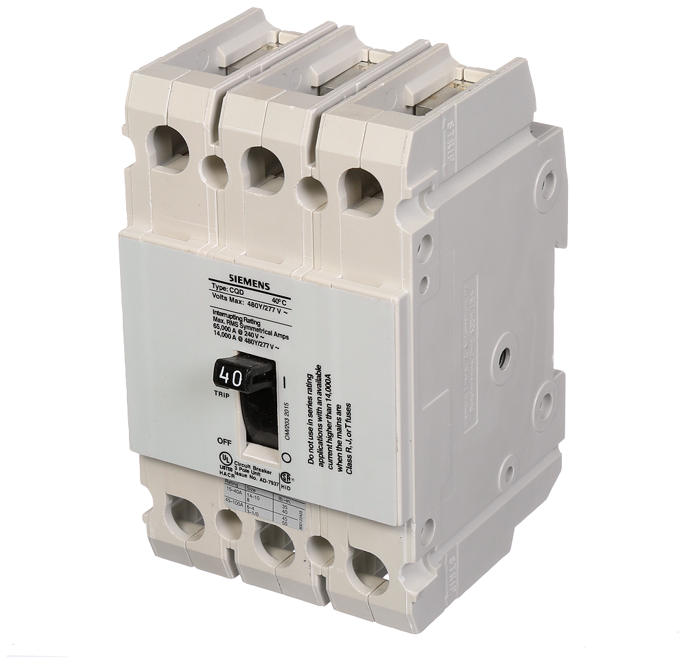 CQD,TM,3P,480Y/277V,40A,14kA,DIN Rail