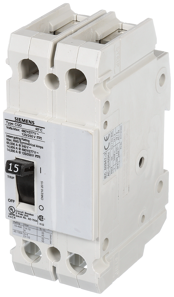 CQD,TM,2P,480Y/277V,15A,14kA,DIN Rail