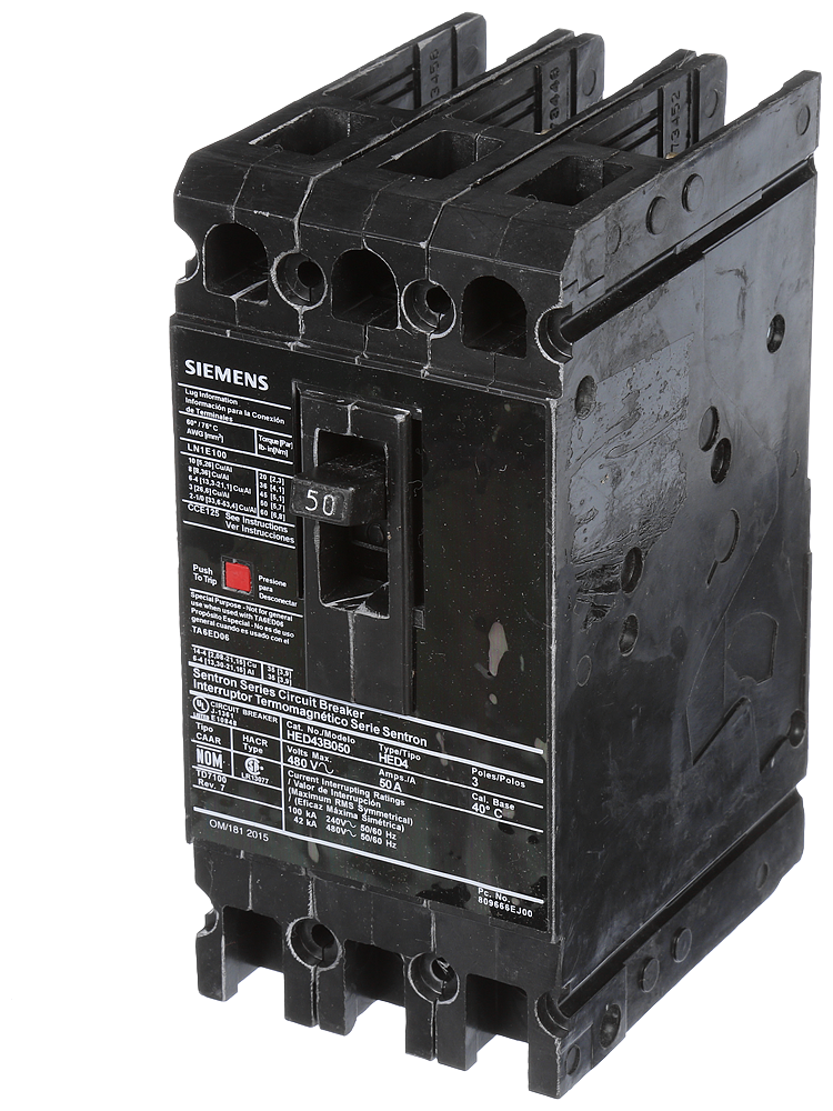 MCCB, TY E, 3P, 480 VAC, 50A, HIGH I.C.