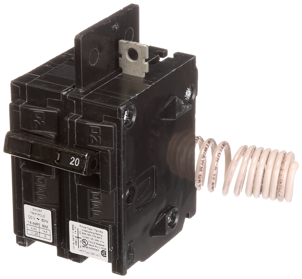 BQ MCCB,1P,120V,20A,10kA,Lugs,w/ 120V ST