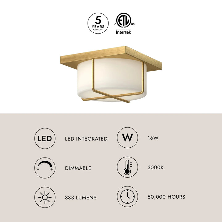 Regalo 10-in Brushed Gold/Opal Glass LED Flush Mount