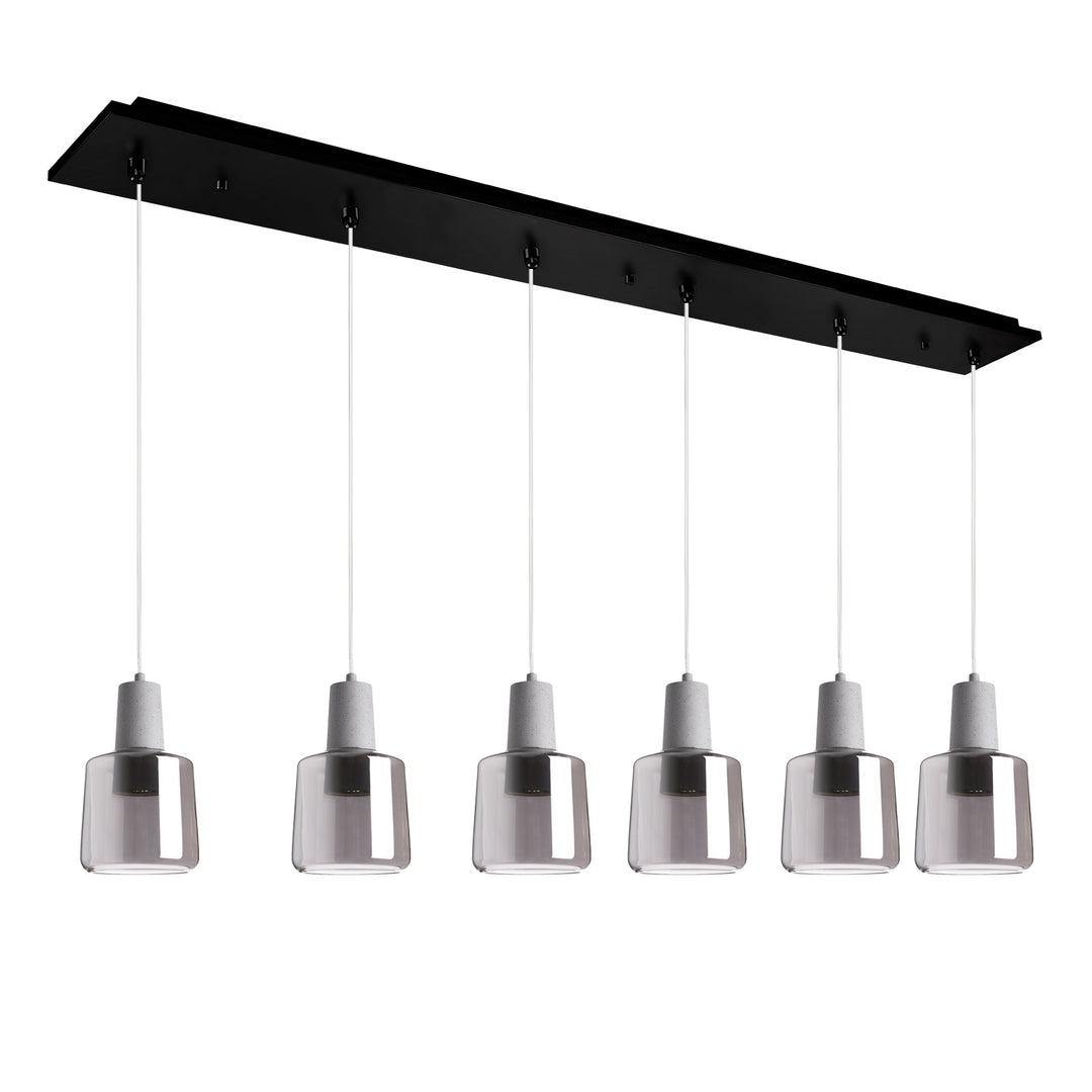 Samson 42-in Black/Smoked Glass 6-Light Multi Pendant