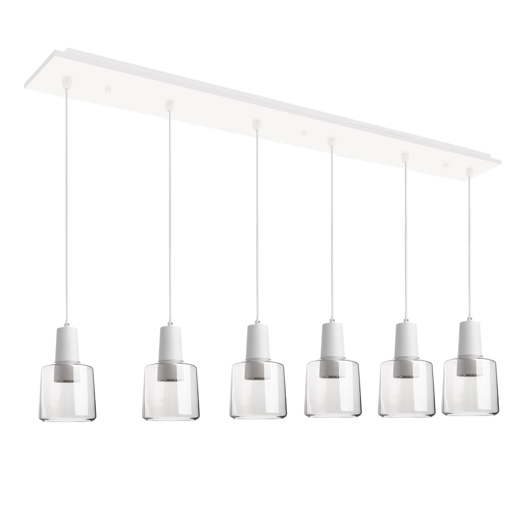 Samson 42-in White/Clear Glass 6-Light Multi Pendant