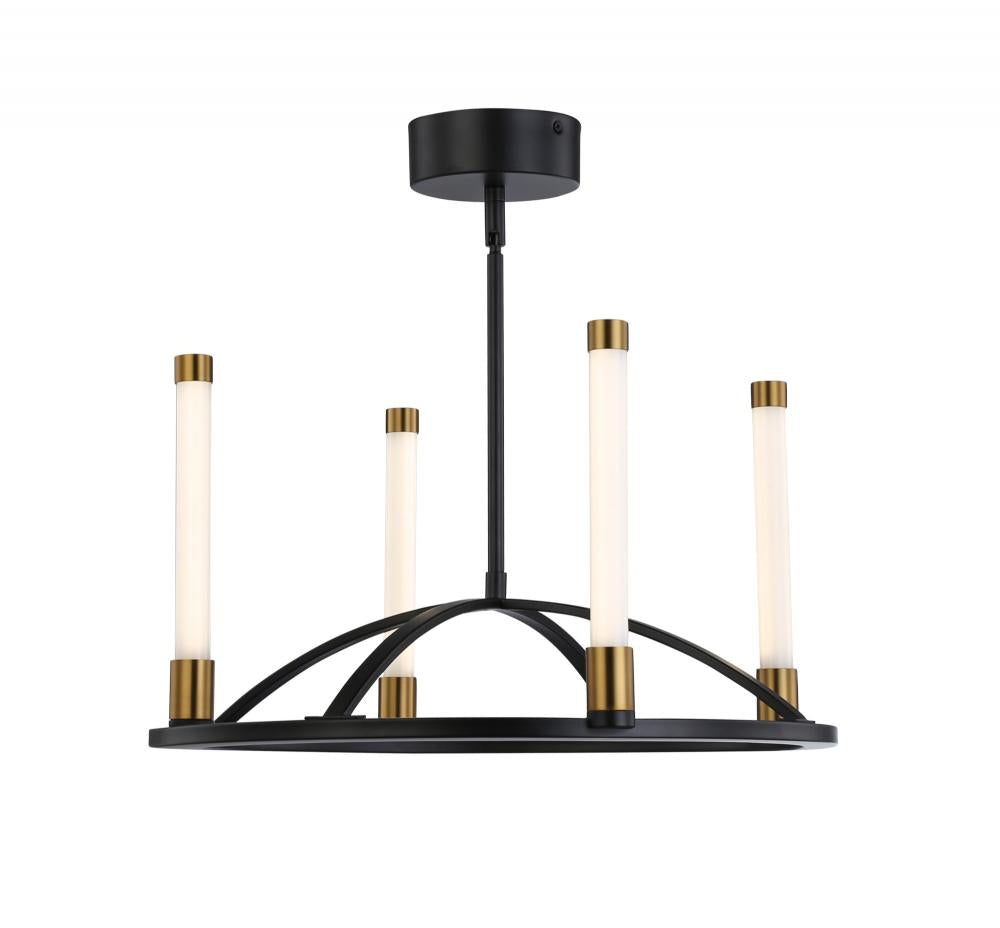 Infiniti Collection 4-Light Integrated LED Chandelier, Matte Black & Brass
