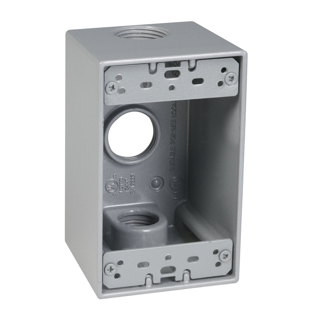 1G WP DEEP BOX (3) 3/4 IN. OUTLETS - GRY