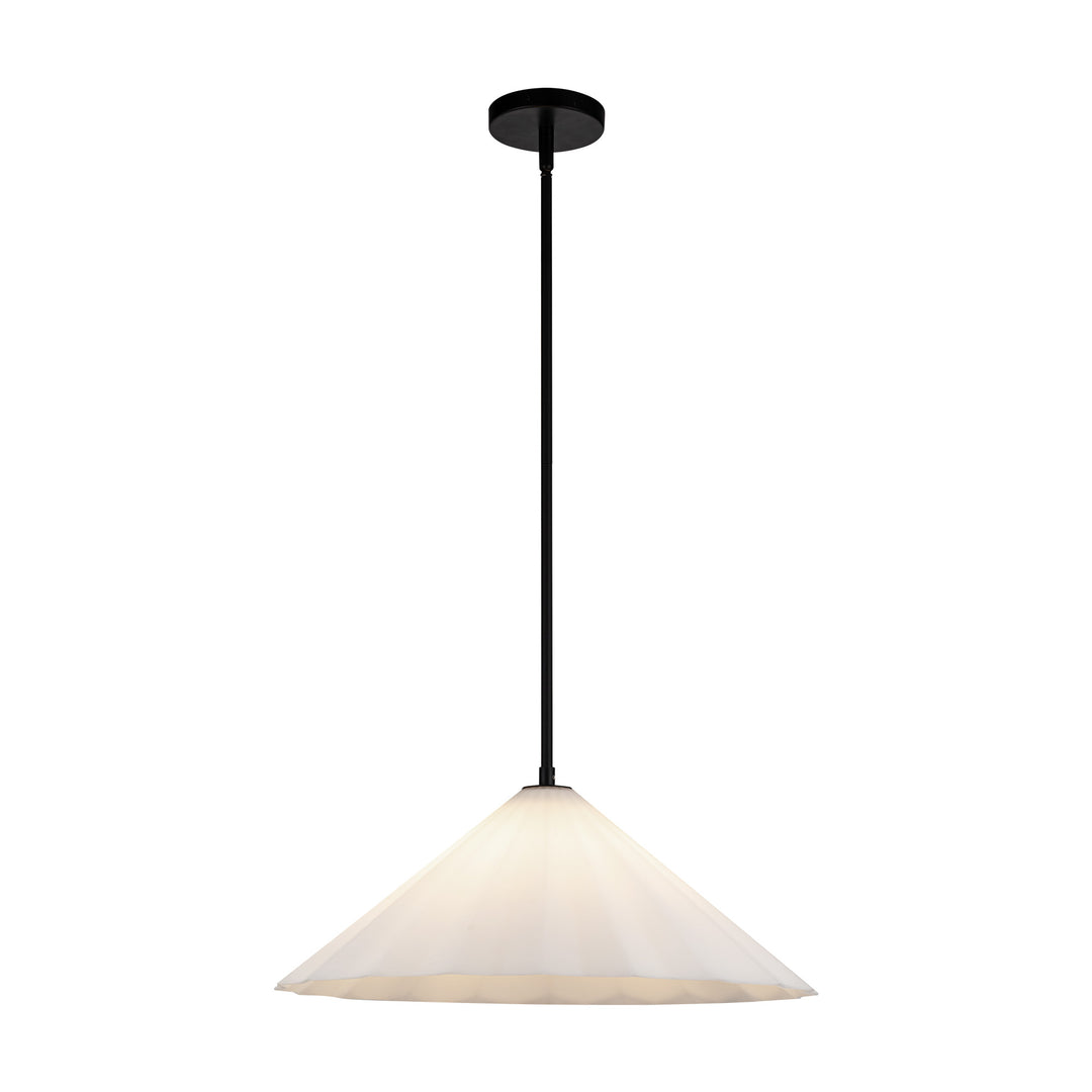 Serena 20-in Matte Black/Opal Glass 1 Light Pendant