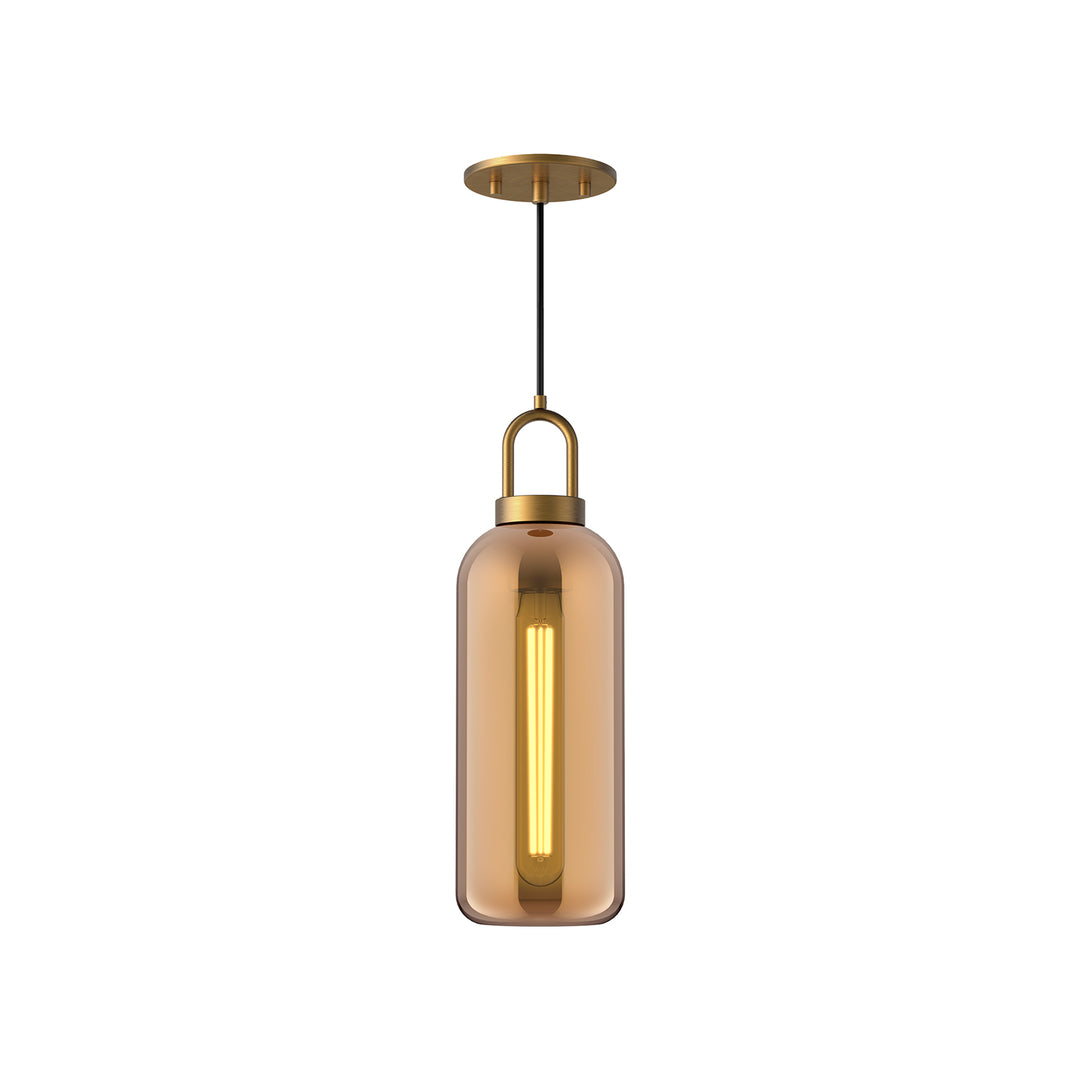 Soji 5-in Aged Gold/Copper Glass 1 Light Pendant