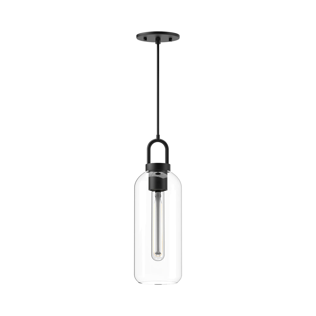 Soji 5-in Clear Glass/Matte Black 1 Light Pendant