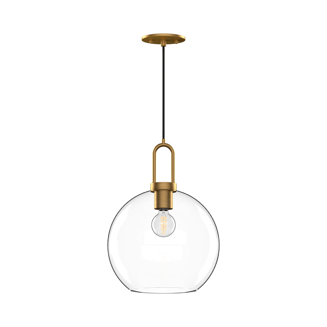 Soji 10-in Aged Gold/Clear Glass 1 Light Pendant