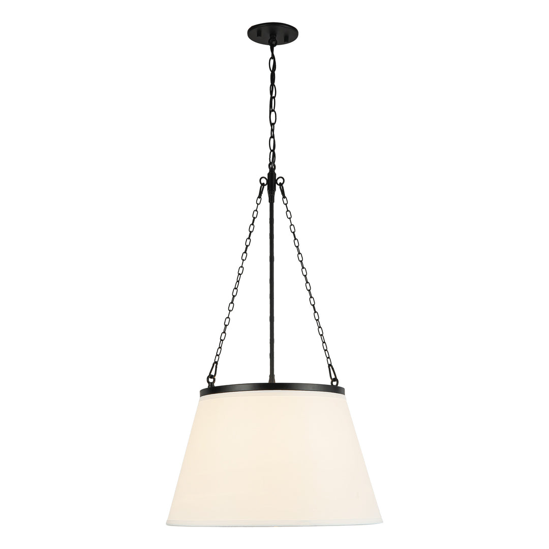 Speakeasy 18-in Matte Black/White Linen 1 Light Pendant