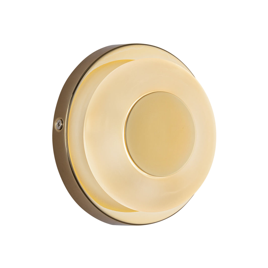 Stephord 4-in Metallic Brass/Frosted Glass LED Wall Sconce