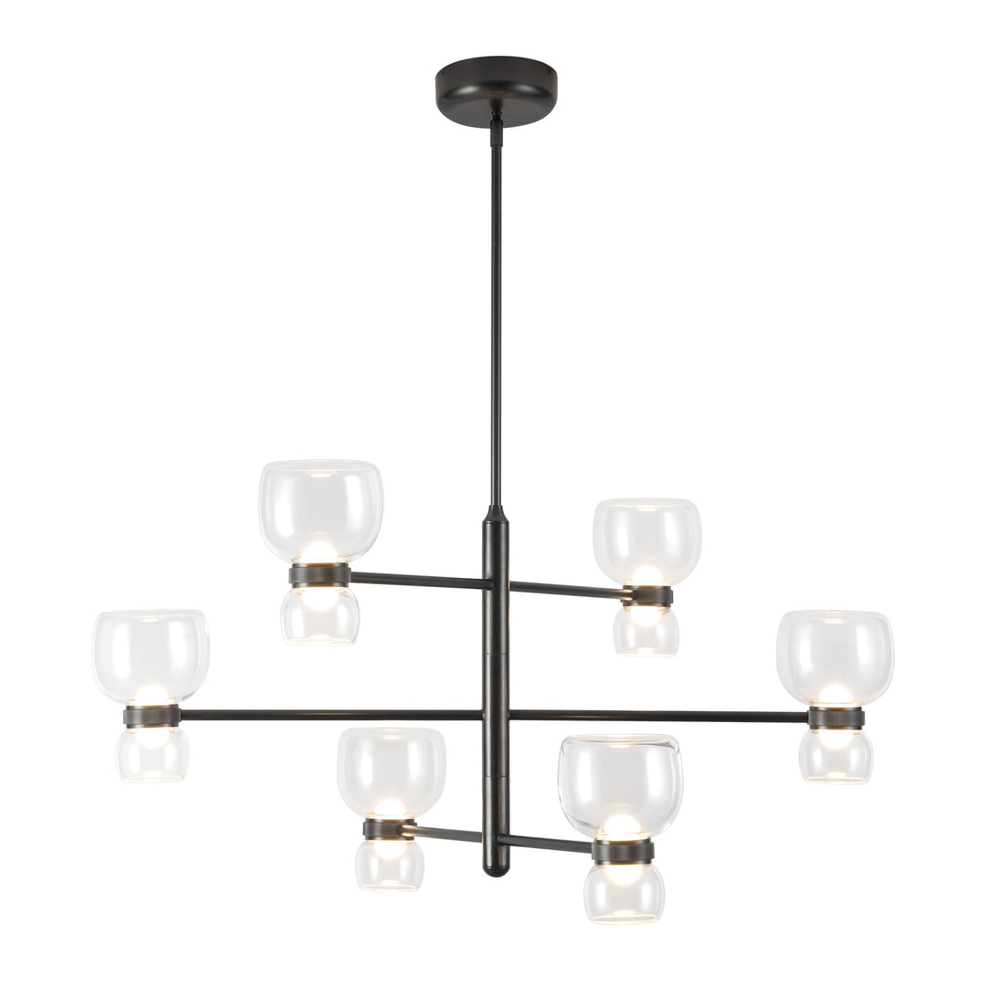 Sutton 36-in Black dimmable LED Chandelier