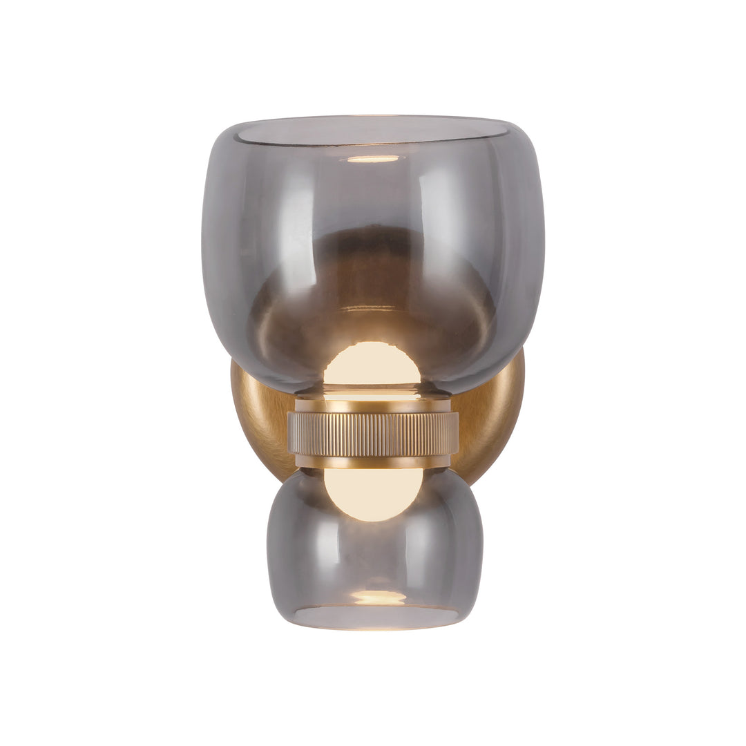 Sutton 8-in Brass dimmable LED Bathroom Vanity Light