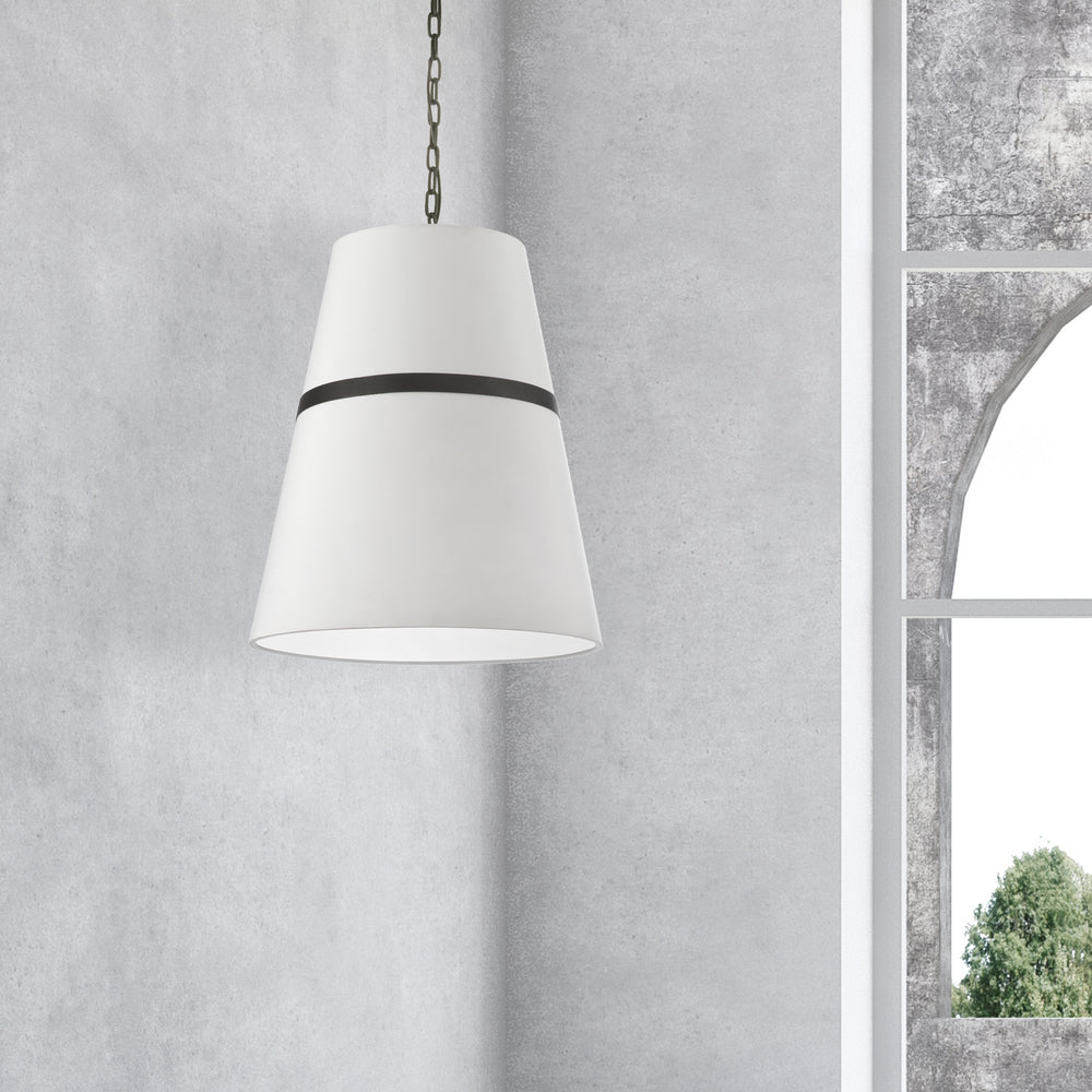 3LT Pendant,  MB w/ WH Shade